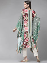 Green & Pink Floral Printed Gotta Patti Floral Kaftan Kurta-AHKFCRDP-6033-FF